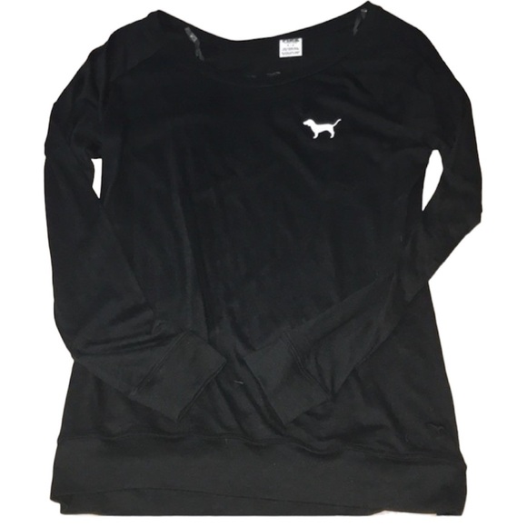 PINK Victoria's Secret Tops - 🆕 VS Pink Black Long Sleeve Logo On Back S